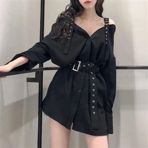 rosetic women dress gothic korean style black women dresses straight