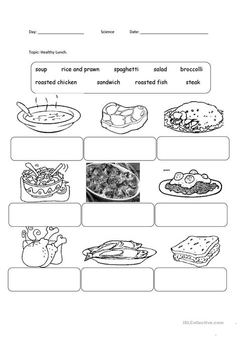 healthy food worksheet  esl printable worksheets   teachers