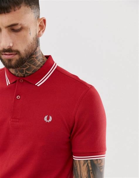 Fred Perry Twin Tipped Polo In Red Asos