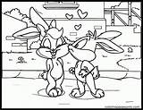 Bunny Lola Coloring Baby Kissed Looney Tunes sketch template