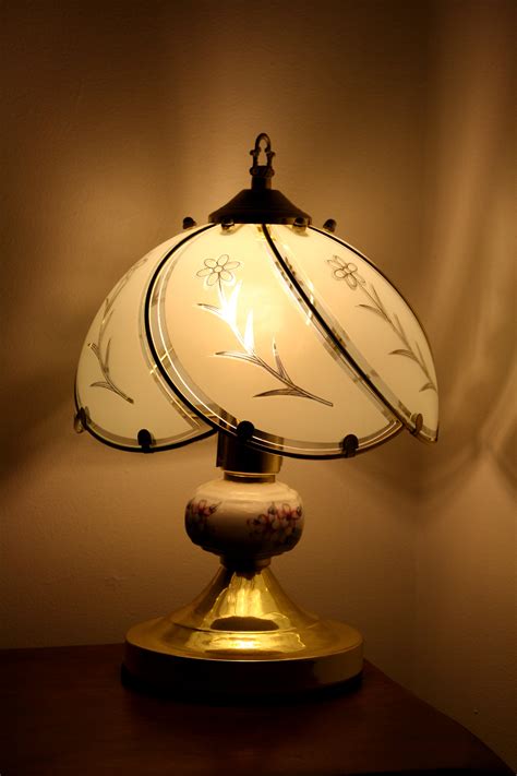 bedside lamp  glass shade picture  photograph  public domain