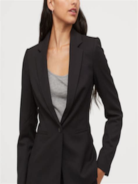buy hm women black solid fitted blazer blazers  women  myntra