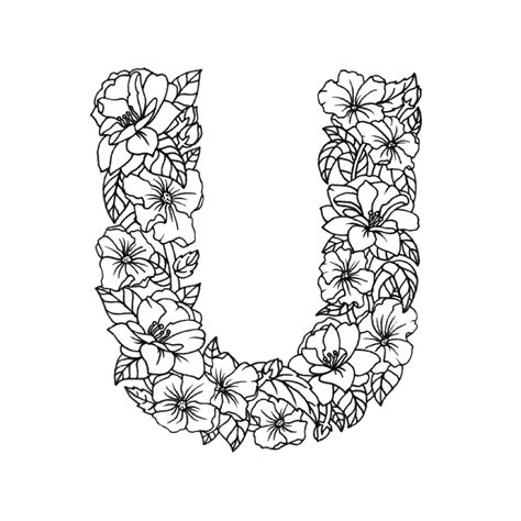 alphabet coloring pages illustrated  flowers digital