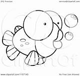 Big Goldfish Eyed Cartoon Coloring Clipart Vector Outlined Thoman Cory Royalty sketch template
