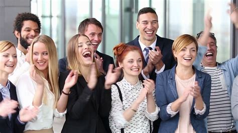 portrait  happy business people clapping stock footage sbv