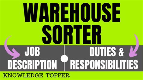 warehouse sorter job description warehouse sorter duties