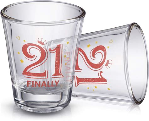 2 pieces finally 21 shot glass 2 oz 21st birthday shot glass decoration