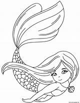 Sirene Coloriage Princesse Dessin Imprimer Nageant Imprimé sketch template
