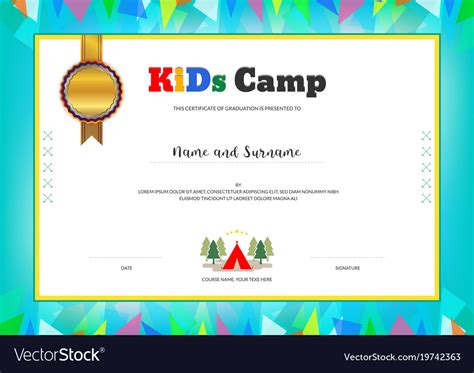 kids summer camp diploma  certificate template vector image
