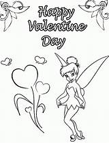 Coloring Pages Valentines Happy Valentine Tinkerbell Disney Kids Sheets Fairy Popular sketch template