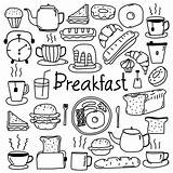 Breakfast Doodle Vector Clipart Line Drawn Hand Set Bakery Premium Coffee Color sketch template