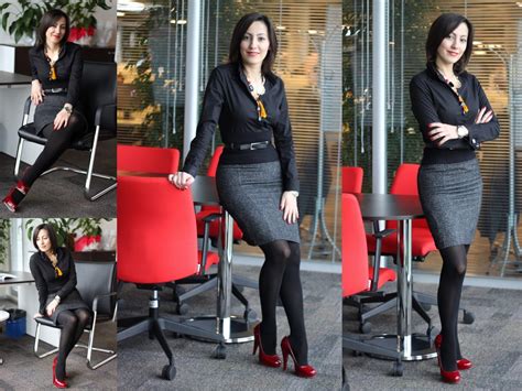 Fashion Tights Skirt Dress Heels Business Woman Look