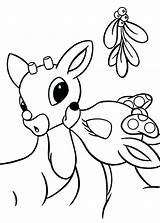 Coloring Reindeer Rudolph Nosed Red Clarice Pages Kiss Mistletoe Printable Cute Christmas Color Santa Under Kids Print Sheets Clipart Colouring sketch template