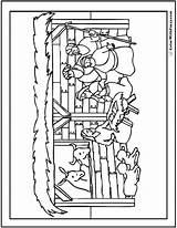 Coloring Nativity Christmas Pages Stable Kids Print Scene Jesus Colorwithfuzzy Baby sketch template