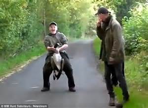 police hunt yob filmed by hunt saboteurs pretending to have sex with a