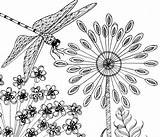 Coloring Dragonfly Pages Printable Flower Adult Dragonflies Fairy Adults Etsy Large Flowers Colouring Nature Google sketch template