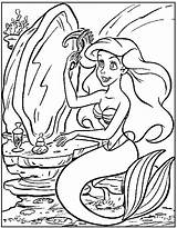 Ariel Coloring Book Pages Mirror Library Clipart Looking sketch template