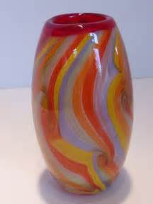 Hand Blown Venetian Art Glass Vase Cased Multi Color Swirls From