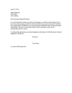 club membership resignation letter   departing members