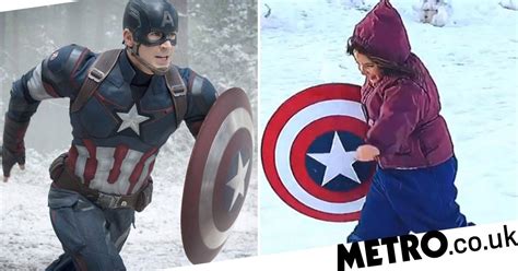 Avengers Endgames Lexi Rabe Sleds On Captain Americas Shield Metro