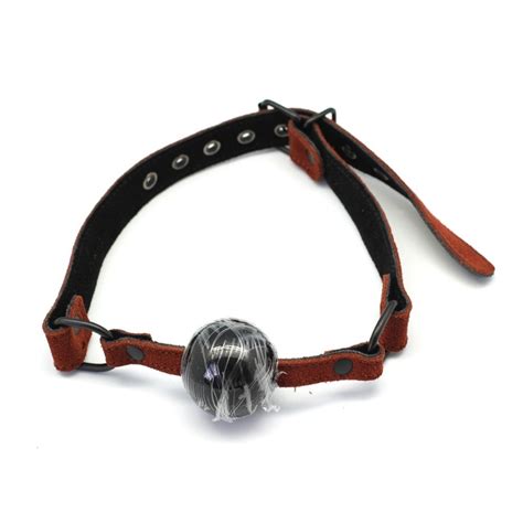 buy new advanced leather and rubber ball gag brown