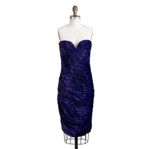Strapless Metallic Purple Dress Decades Inc