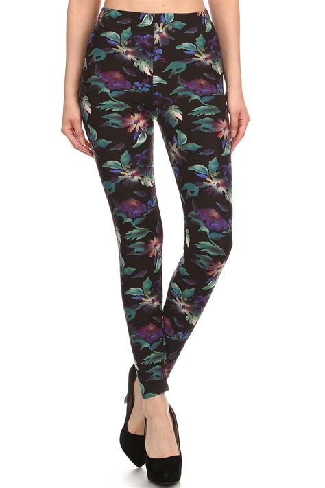 floral print full length leggings in a slim fitting style with a