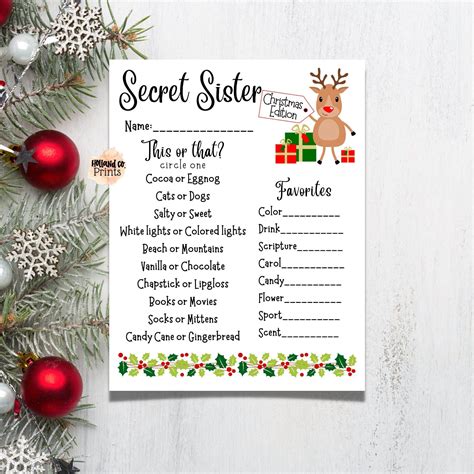 free printable secret sister questionnaire
