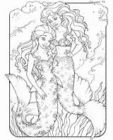 Mermaids Realistic Detailed Sirena Zeemeermin Ariel Sheets Pintar Sirenita Sirenas H2o Ius sketch template