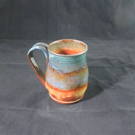 oz blue ceramic coffee  tea mug unique mug ready  ship soul shine potteryblue coffe