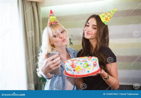Girls Make Selfie At A Birthday Party Stock Image Image Of Home