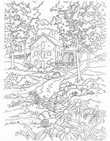 Coloring Dover Paysages Cottages Mill Kleurplaten Kleurboek sketch template