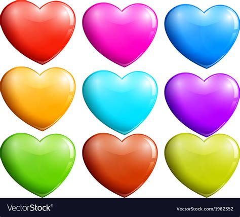 set  colorful hearts royalty  vector image