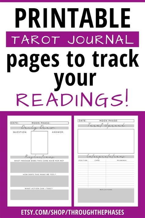 tarot journal printable tarot planner downloadable book  shadows