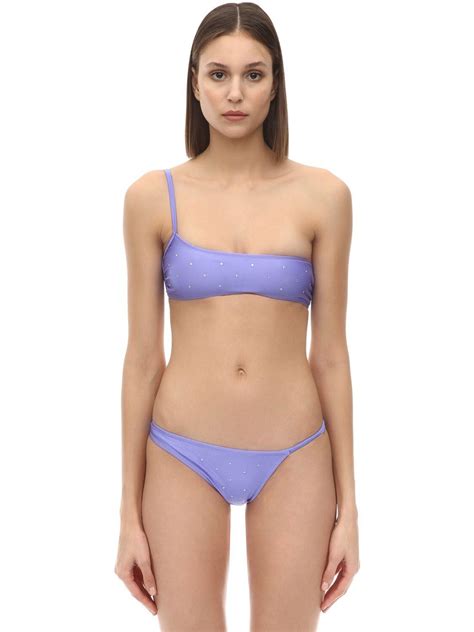 gcds embellished one shoulder bikini in lilac purple lyst