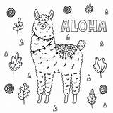 Aloha Llama Adults sketch template