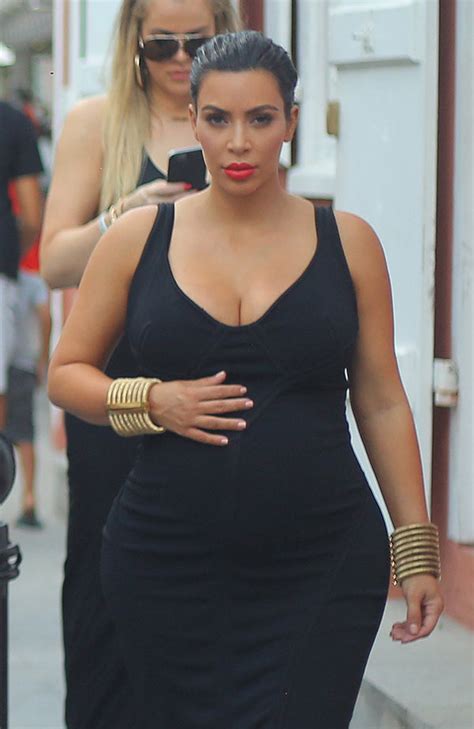 kim kardashian s curvy pregnant body — kanye west loves her curves hollywood life