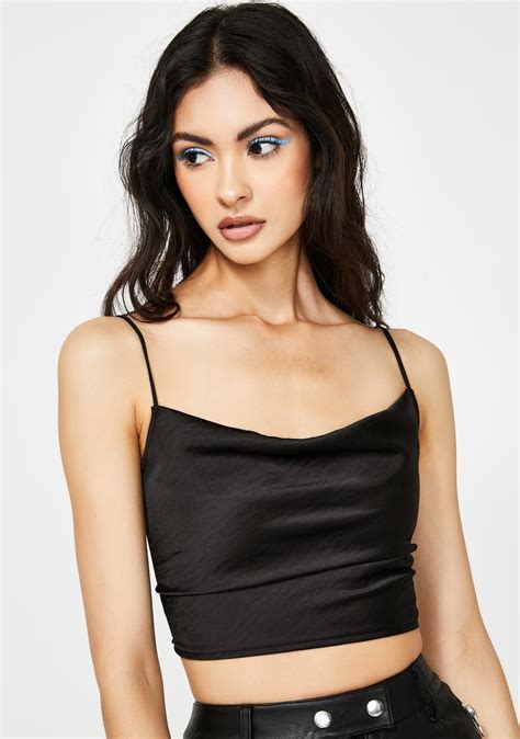 Motel Black Ning Crop Top Crop Tops Metallic Crop Top Satin Crop Top