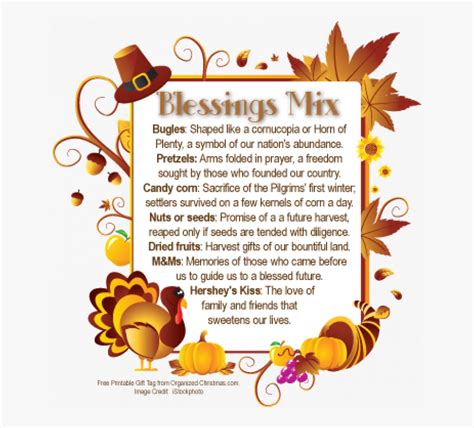 thanksgiving blessing mix recipe gift tag  transparent clipart