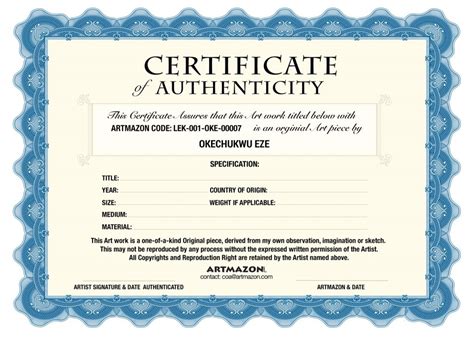 certificate  authenticity certificates templates