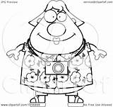 Tourist Cartoon Plump Female Clipart Cory Thoman Outlined Coloring Vector Illustration Royalty sketch template