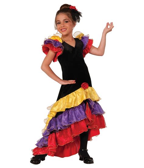 flamenco senorita spanish dancer girls costume dancewear costumes