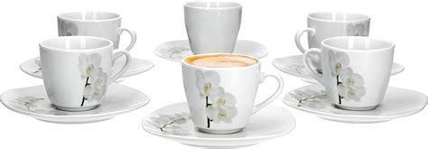 Van Well Vanda Weiße Orchidee 6er Set Espressotasse Untertasse