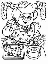 Christmas Coloring Pages Gingerbread Cookies Baking Printable Granny sketch template