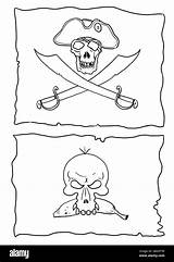 Jolly Roger Flag Coloring Stock Drawing Pirate Alamy Outline Sheet Clipart Illustration Funny sketch template