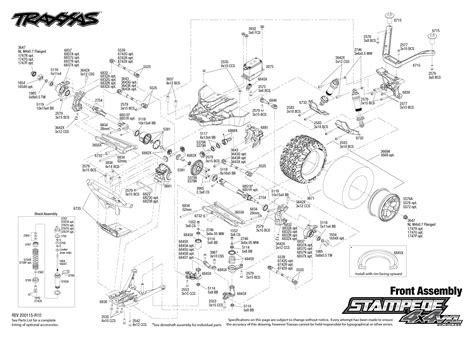 stampede  vxl   front assembly exploded view traxxas