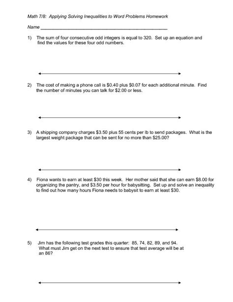 linear equations word problems worksheet  answers