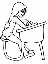 Studying Girl Clipart Drawing Coloring School Study Colouring Pages Clip Kids Students First Cliparts Girls Library Getdrawings Choose Board Use sketch template