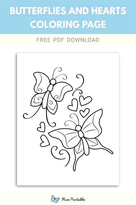 butterflies  hearts coloring page heart coloring pages