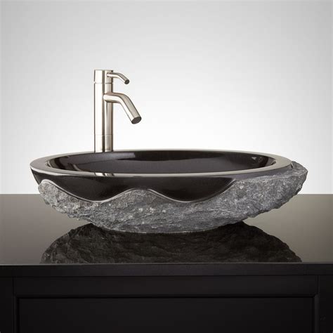 harney stone vessel sink chiseled edge bathroom stone vessel